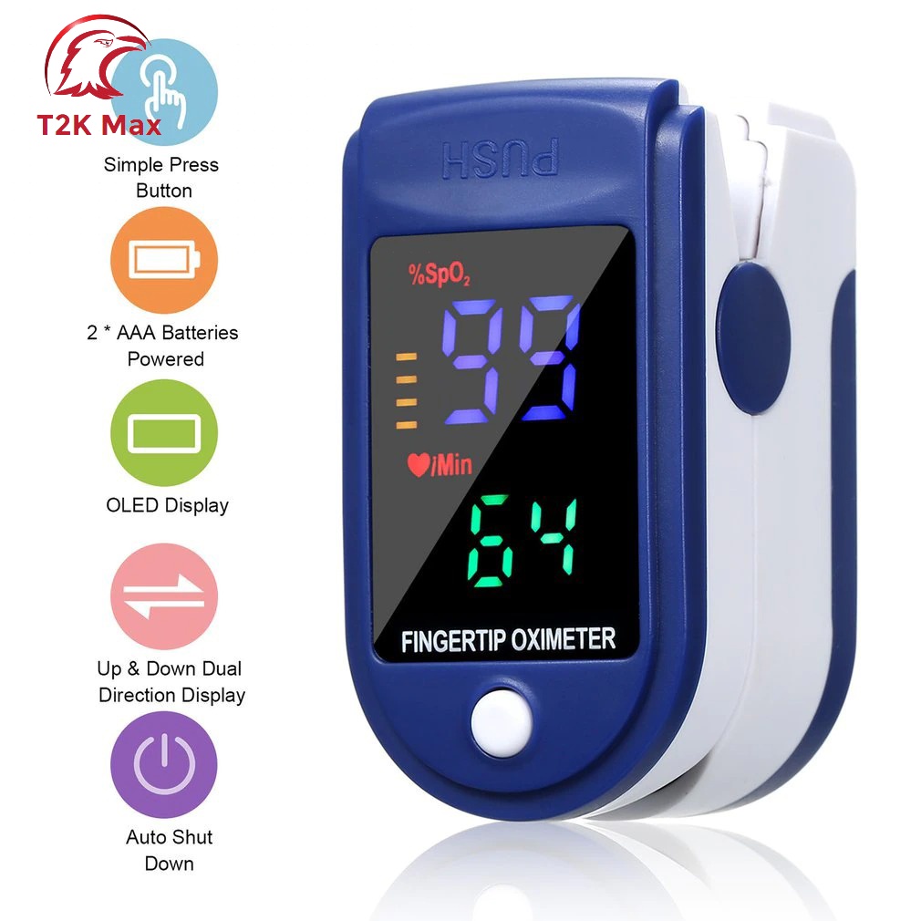 Máy đo SPO2 kẹp ngón cầm tay - Máy đo nồng độ oxy trong máu LK87 đo nhịp tim Pulse Oximeter - T2K Max