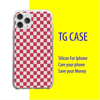 Vỏ ốp IP màu đỏ caro TG CASE dẻo, chống sốc cho IPhone 5 6 7 8 SE Plus X Xmas 11 12 Pro Mini VANPOD00250