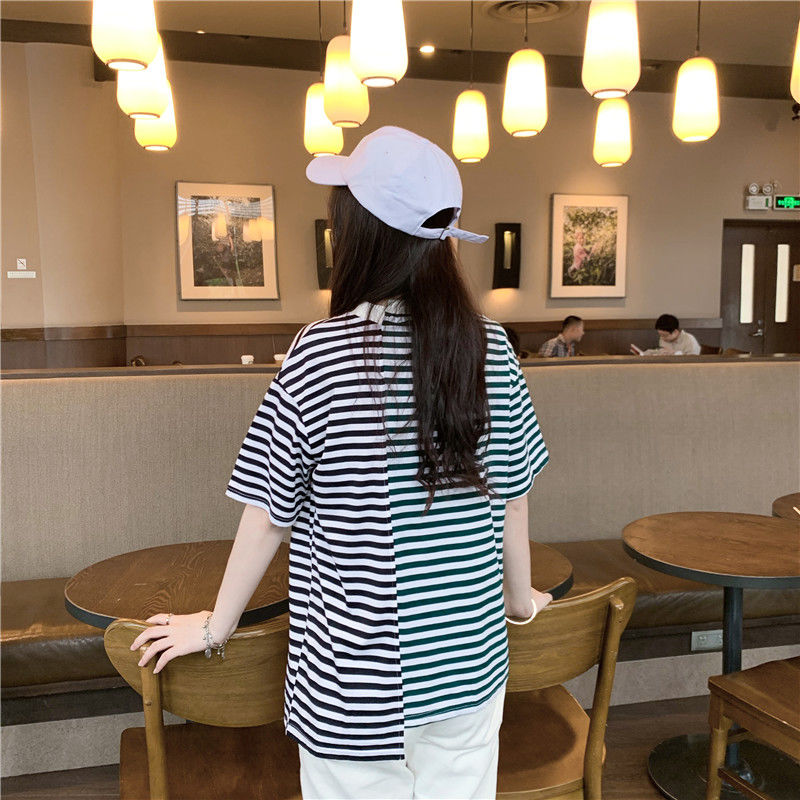 [Mã FAMAYWA giảm 10K đơn 50K] Áo thun tay ngắn họa tiết kẻ sọc dễ thương phong cách Hàn Quốc thời trang cho nữ 290 | BigBuy360 - bigbuy360.vn