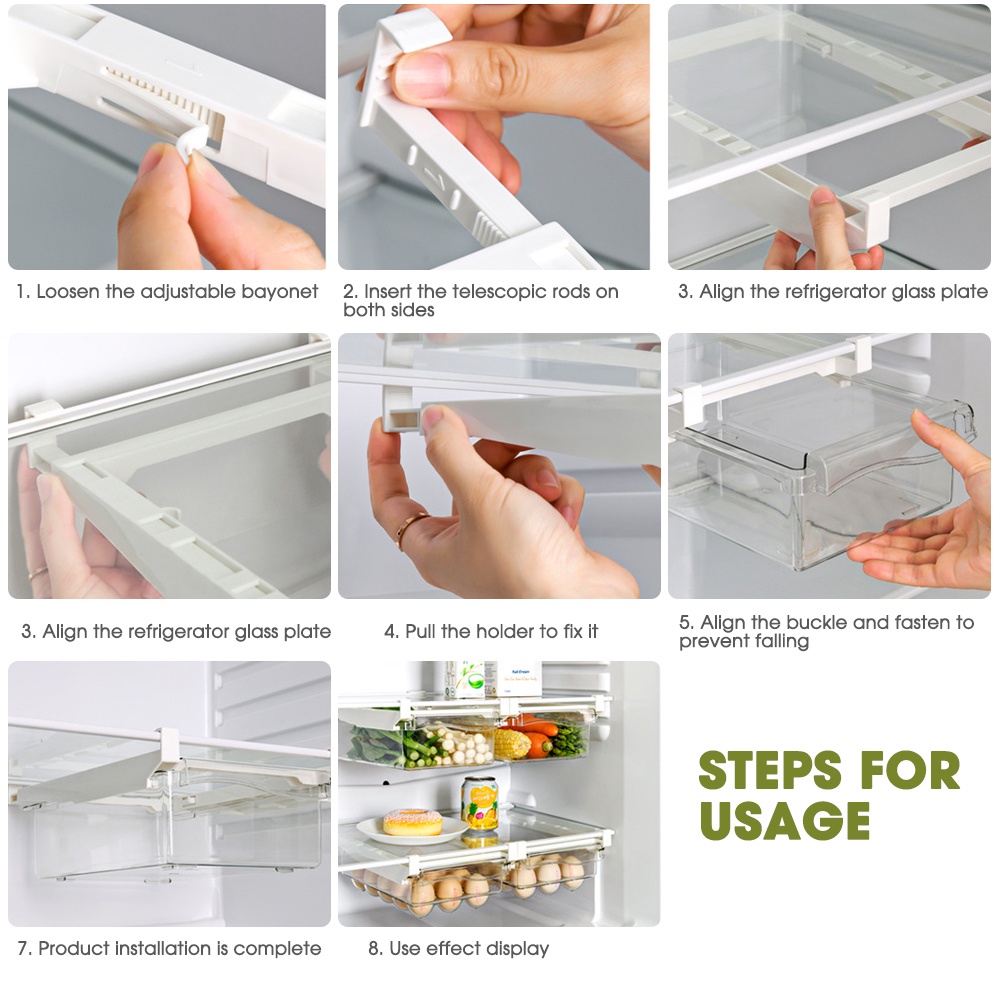 Hộp Đựng Trứng/ Rau Củ Bằng Nhựa Trong Suốt Sức Chứa Lớn Treo Tủ Lạnh Cho Nhà Bếp