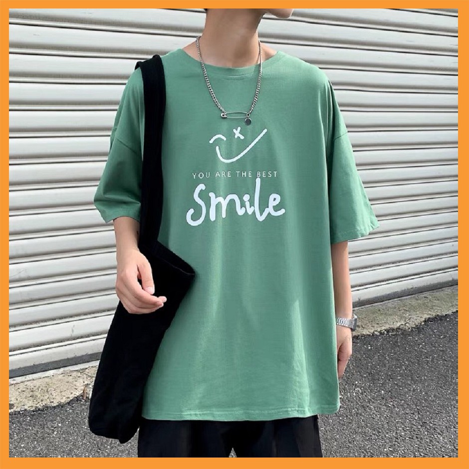 Áo thun unisex ⚡ 𝐂𝐨́ 𝐯𝐢𝐝𝐞𝐨+ 𝐀̉𝐧𝐡 𝐭𝐡𝐚̣̂𝐭 ⚡ Áo thun tay lỡ Smile nam nữ mặc, chất cotton mền và mát mặc đi chơi, đi học, đ