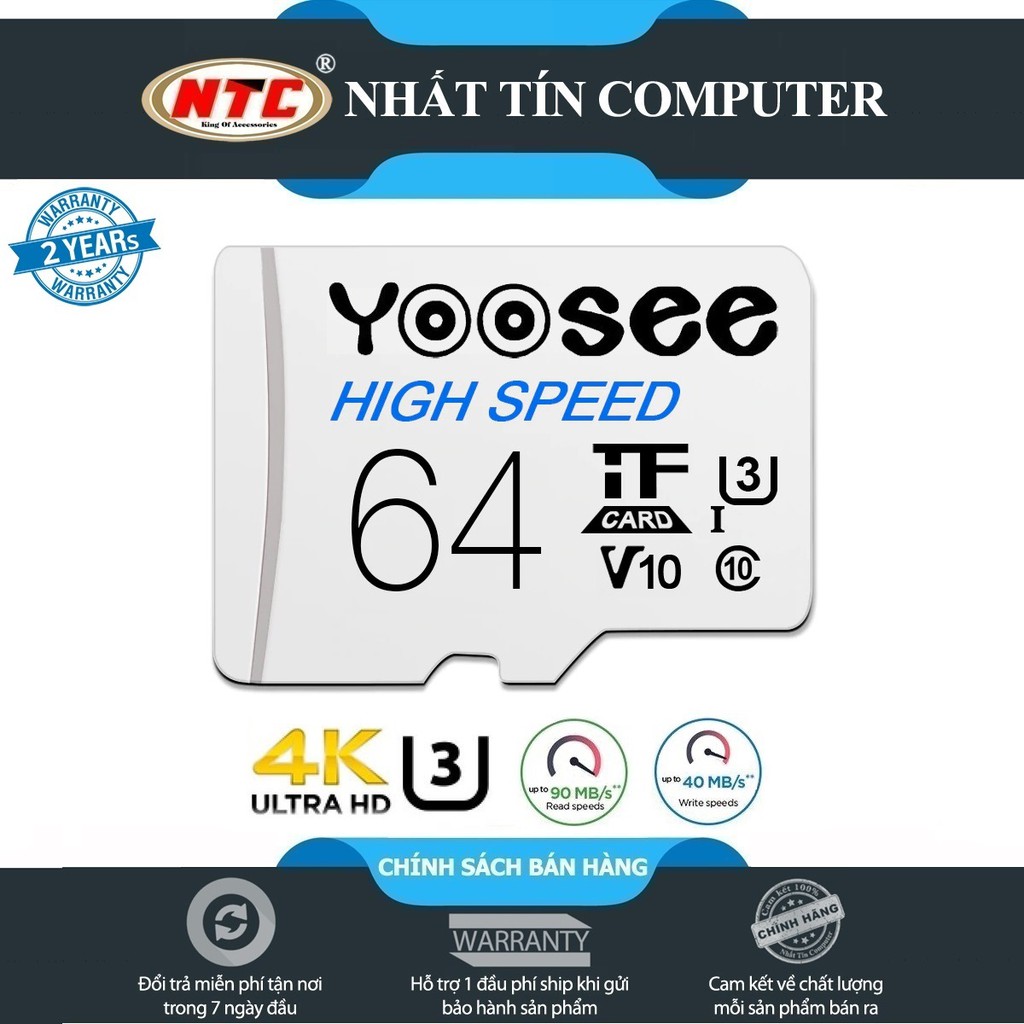 Thẻ nhớ microSDXC Yoosee High Speed 64GB UHS-I U3 4K R90MB/s W40MB/s (Trắng)