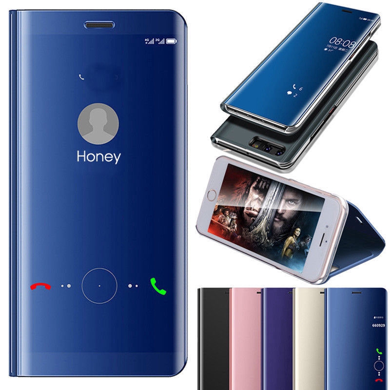 Ốp điện thoại da nắp lật tráng gương kiểu dáng sang trọng cho Huawei Nova 2lite/2i/3e/3i