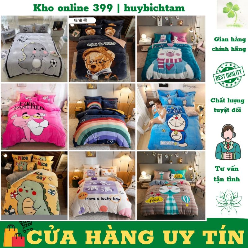 [GIÁ HỦY DIỆT]⚡⚡set (bộ) chăn ga gối nệm nỉ nhung in hình 5D cho bé, gồm ga trải giường, vỏ gối đủ kích thước
