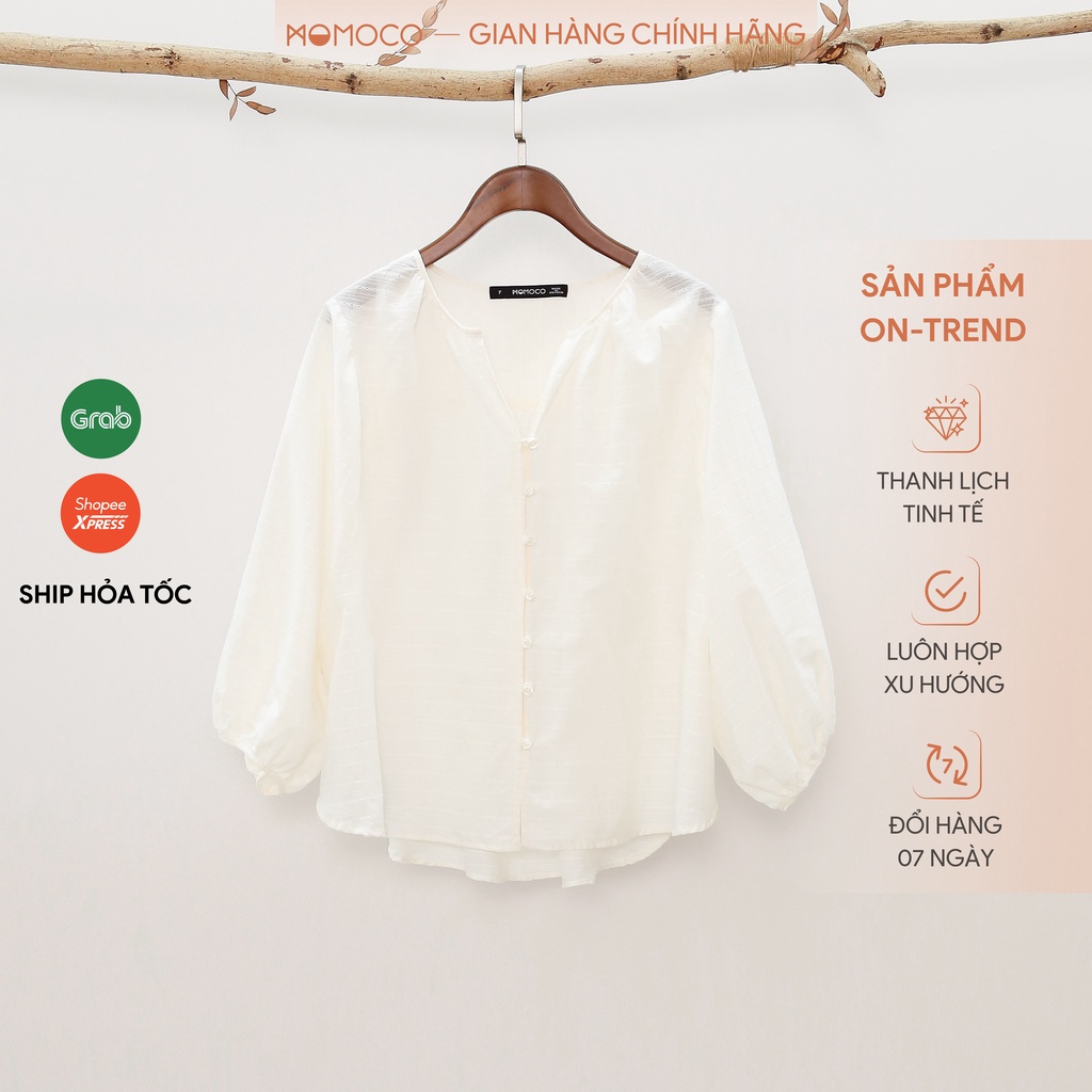 Áo Sơ Mi MOMOCO Tay Dơi Dáng Loose Đuôi Tôm Chất Liệu Thô Boi Freesize M2975