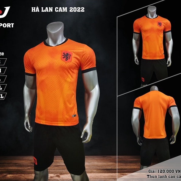 Bộ Bóng Đá Đội Tuyển Hà Lan Cam WC 2022 - Thun Cao Cấp