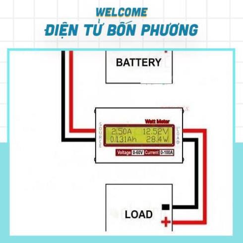 Đồng Hồ LCD Đo Dòng Volt Ampe Dc 0-100A 0-60V