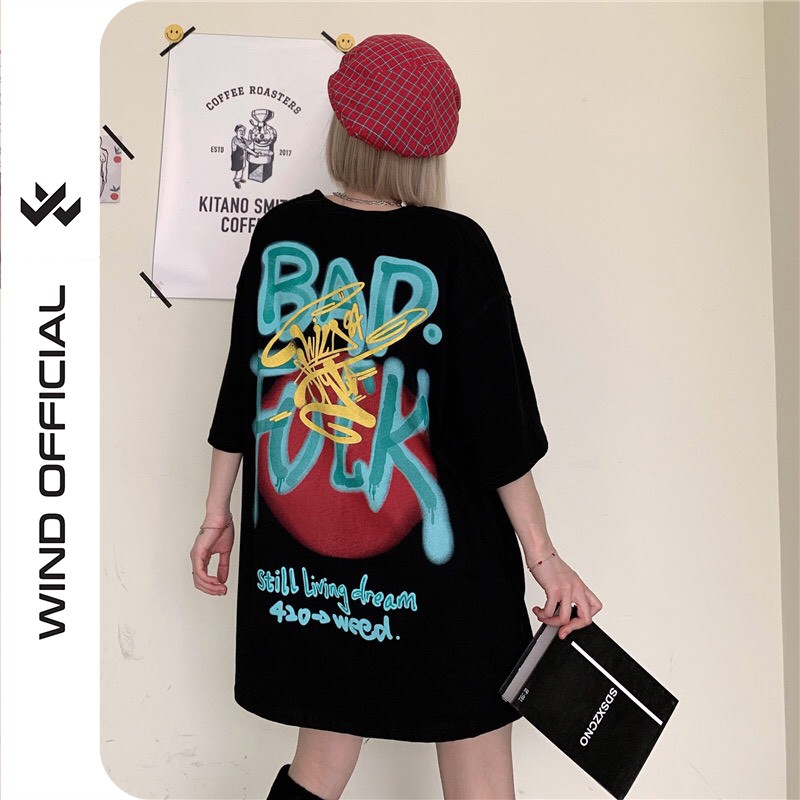 Áo thun tay lỡ Wind phông unisex form rộng BadFuck nam nữ oversize cotton ulzzang | BigBuy360 - bigbuy360.vn