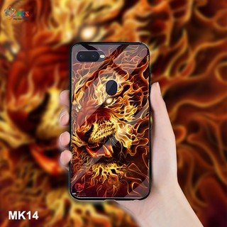 Ốp lưng Oppo F9 in 3D Hổ mặt lưng kính cường lực sáng bóng