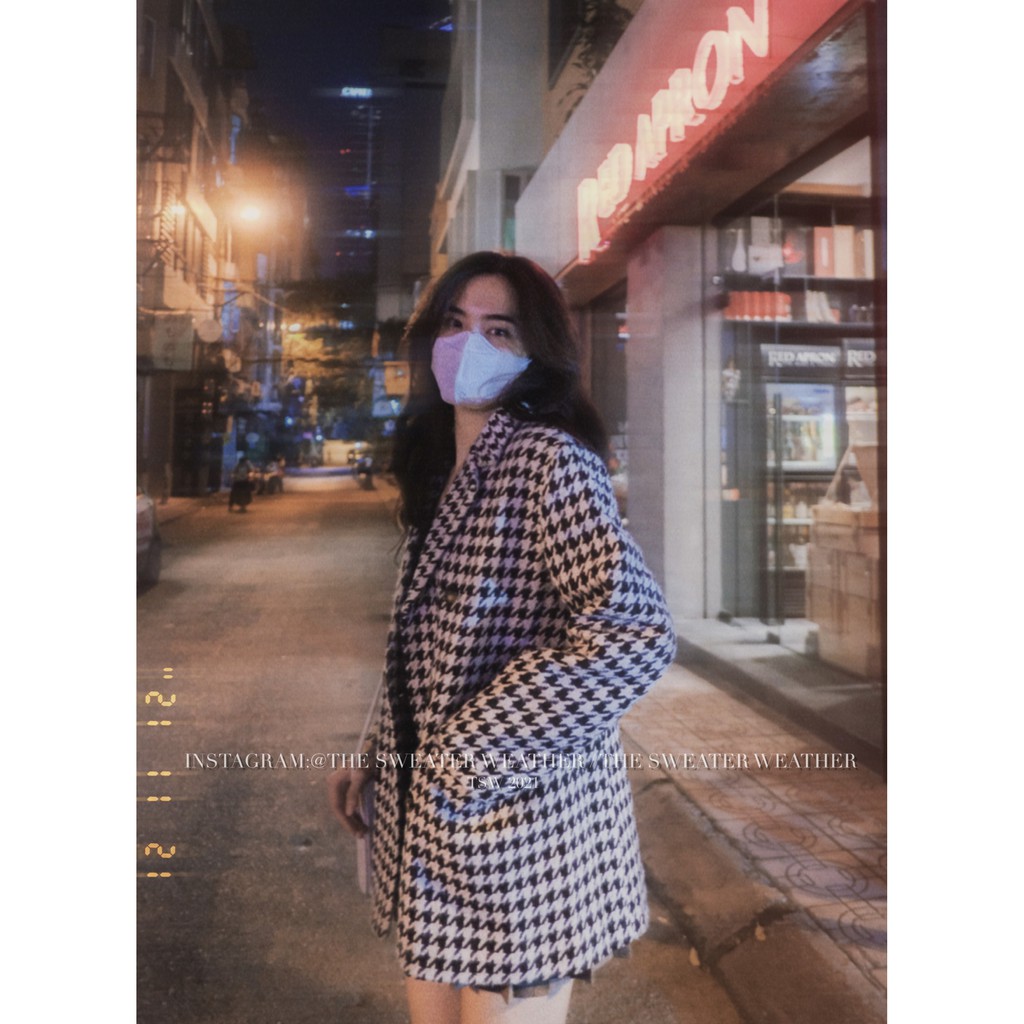 (Ảnh thật) Áo khoác dạ kẻ ziczac chần phao oversize the.sweaterweather TSW | BigBuy360 - bigbuy360.vn