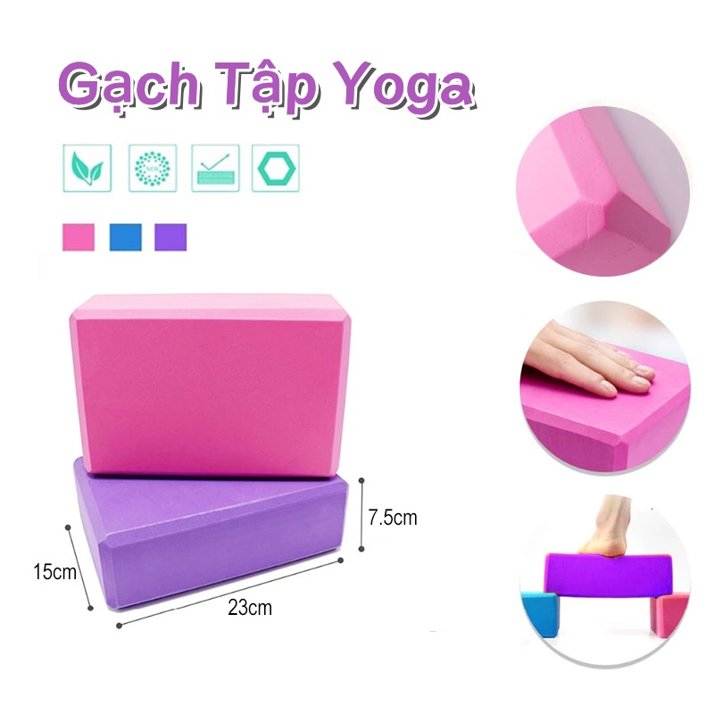 Gạch Tập Yoga, Yoga Blocks,Gối Tập Yoga Xốp Cao Cấp Eva Cứng gấp 3 lần loại gạch tập thông thường