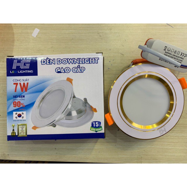 Đèn Led Âm Trần 7w 3 Màu Viền Bạc Và Vàng HG