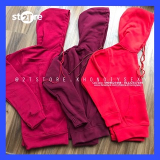 Áo hoodie unisex 2T Store 3 gam màu đỏ hot nhất - Áo khoác nỉ chui đầu nón 2 lớp dày dặn chất lượng đẹp