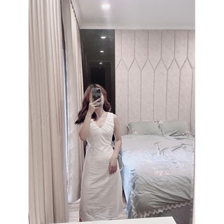 VÁY CỔ V DÚM SUÔNG