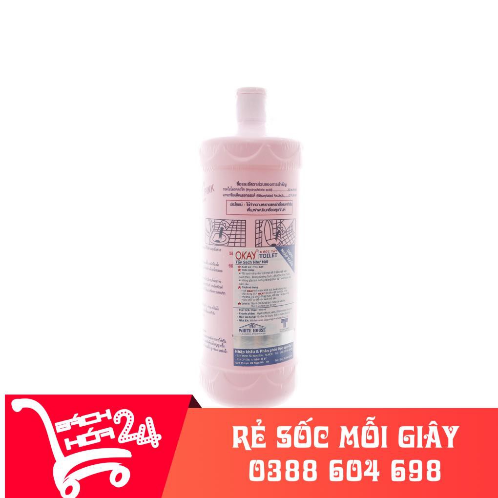 Combo 3 chai nước tẩy rửa Toilet và nhà vệ sinh Okay Pink thái lan dạng chai 960ml