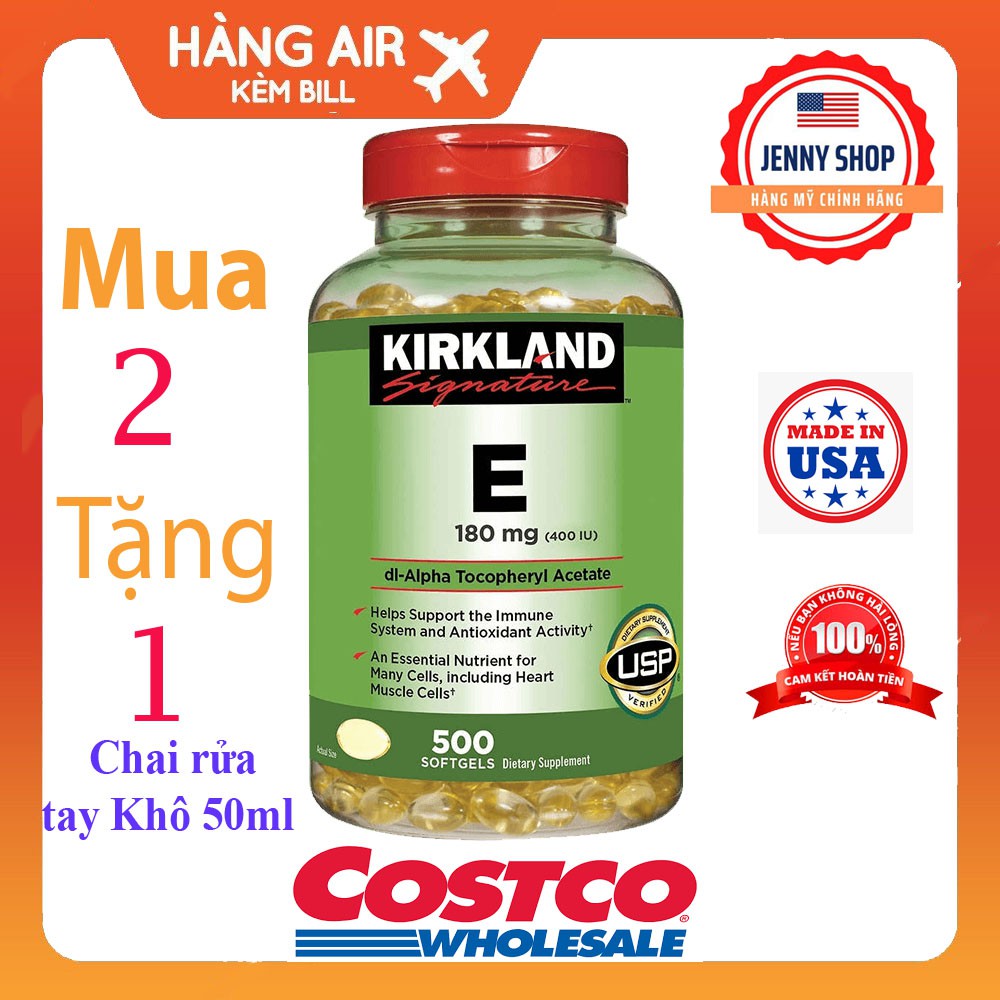 🍓[HSD 2025] Vitamin E 400 IU Kirkland 500 Viên Của Mỹ