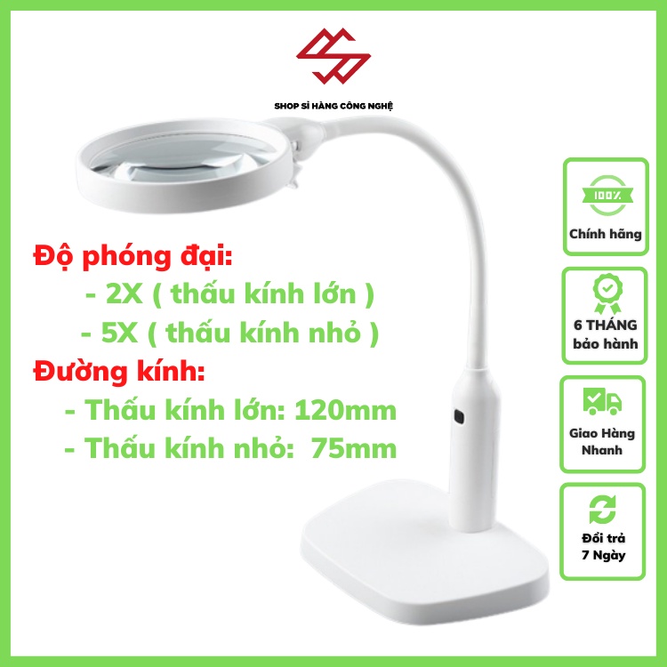 Kính lúp để bàn kiêm kẹp bàn đa năng có đèn 2in1 K7763