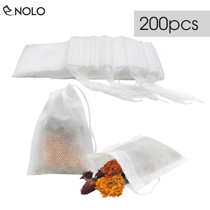 Combo Bộ Set 200 Túi Lọc Trà Gia Vị Detox 5.5x7cm Chất Liệu Vải Không Dệt Có Dây Rút Tiện Dụng