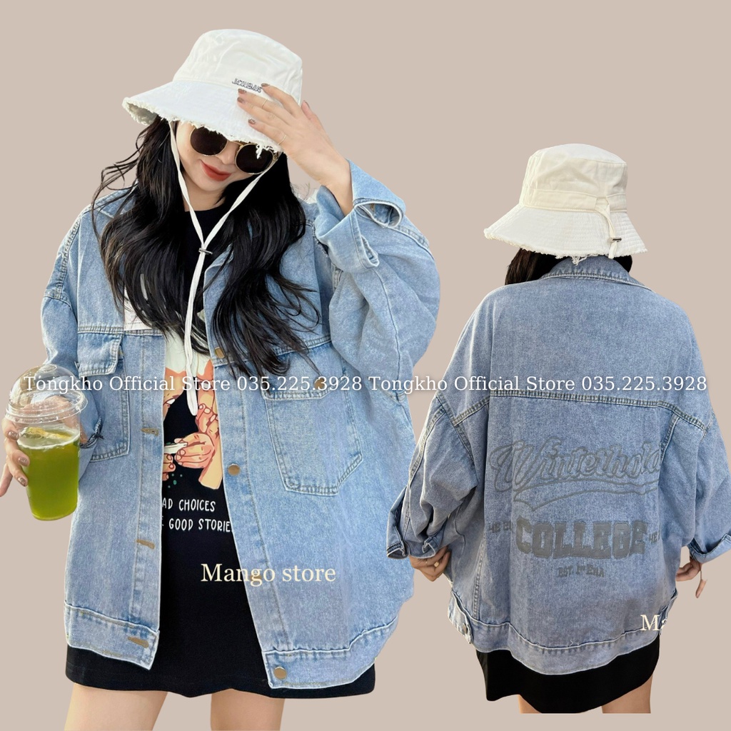Áo khoác jean nữ BIGSIZE  form rộng túi nắp cao cấp áo khoác jean 361