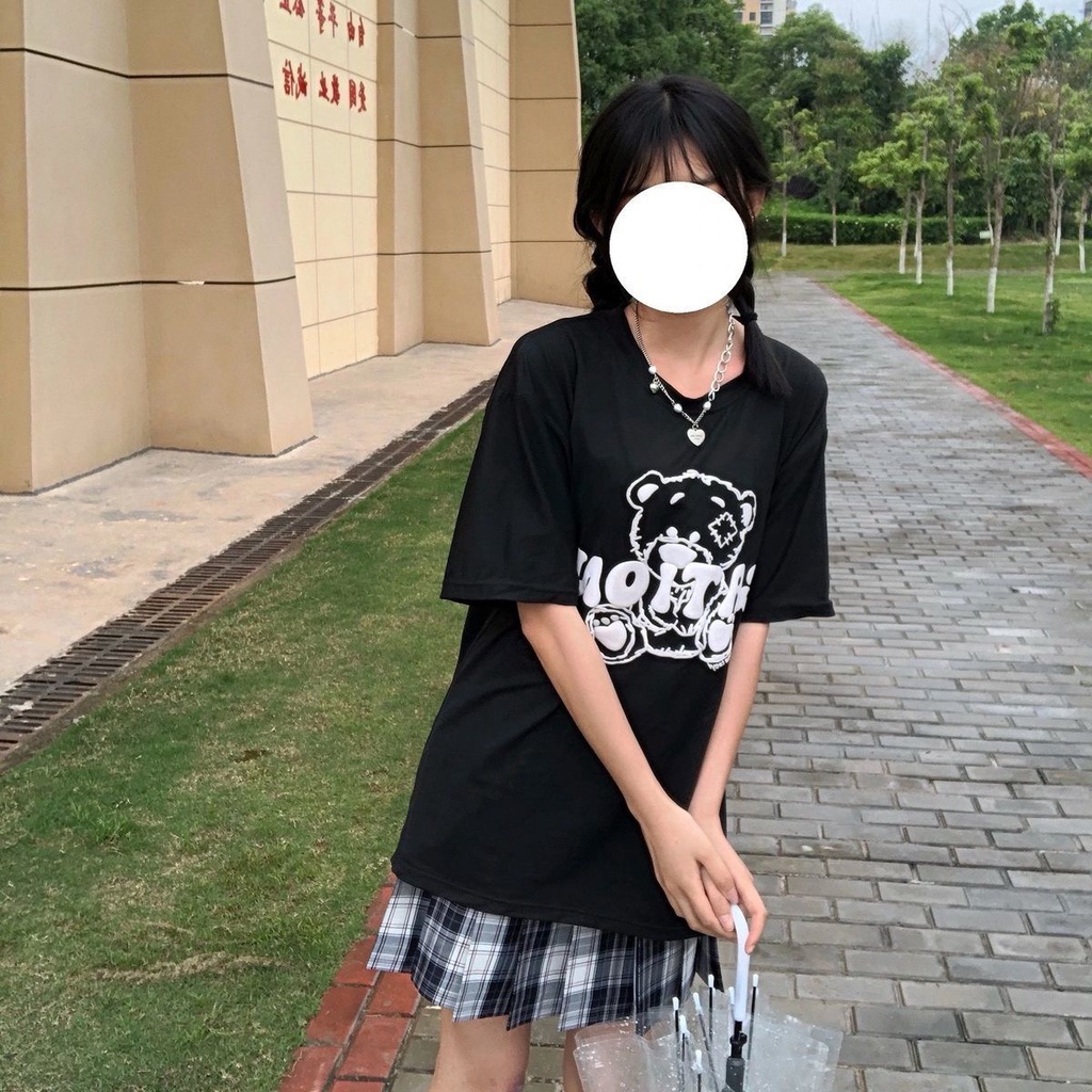 Áo Thun Tay Ngắn Dáng Dài Rộng In Hình Gấu Phong Cách Hàn Quốc Thời Trang Cho Nữ áo phông nữ  JL-TX-41