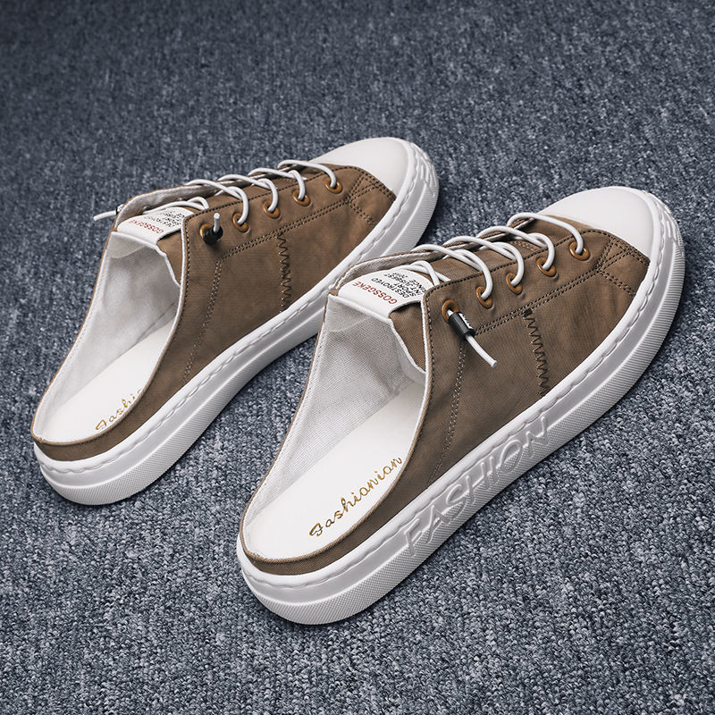 Giày Lười Vải Canvas Không Gót Thoáng Khí Thời Trang Mùa Hè Cho Nam