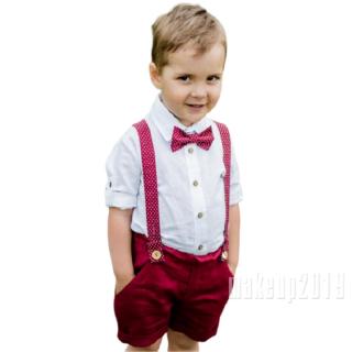 Mu♫-Kids Baby Boy Gentlemen Sutis Formal Clothes Sets Bow Tie White Shirts Bids Shorts 2Pieces Outfits Children Boy