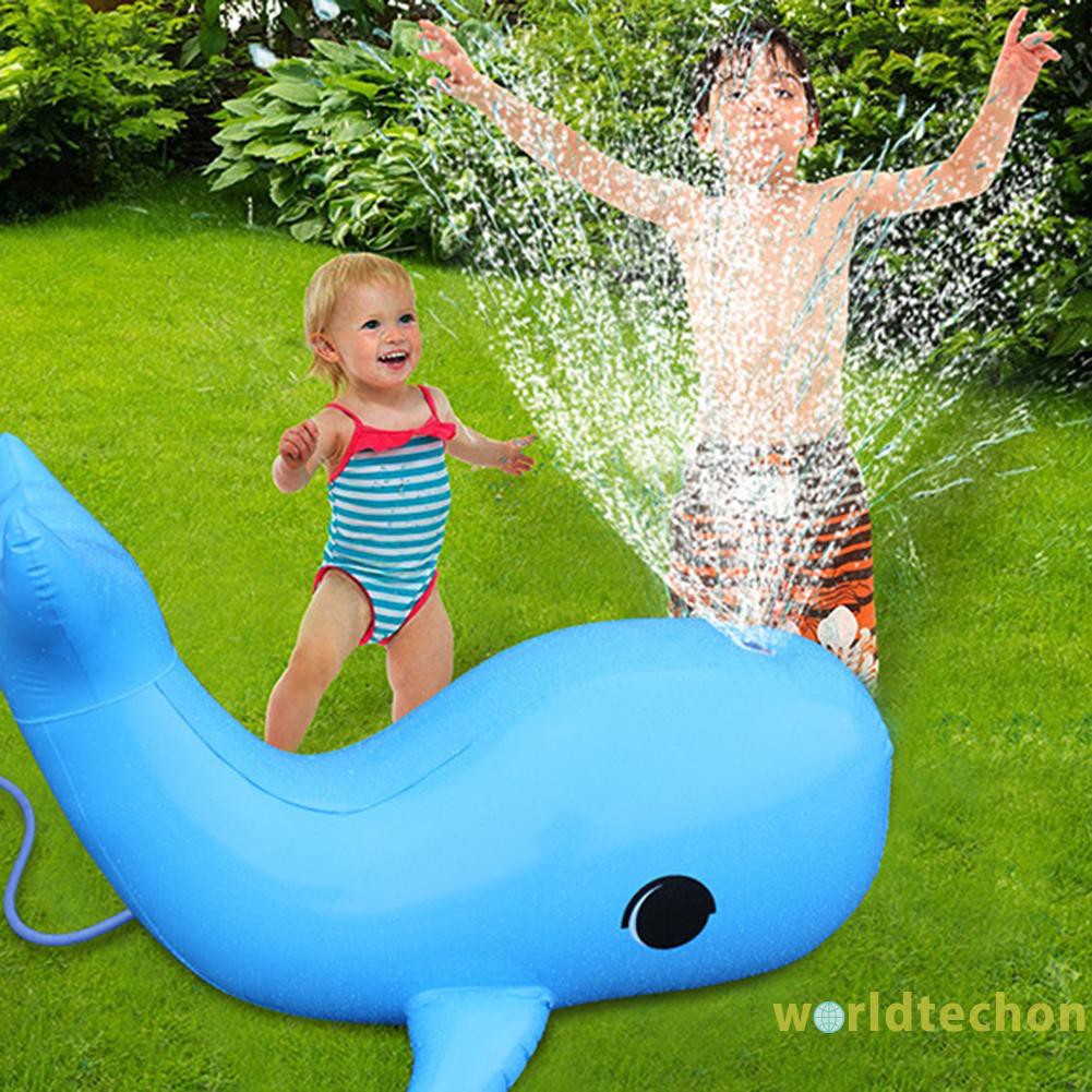 READY STOCK Cartoon Animal Dolphin Water Spray Outdoor Kids Inflatable Lawn Sprinkler