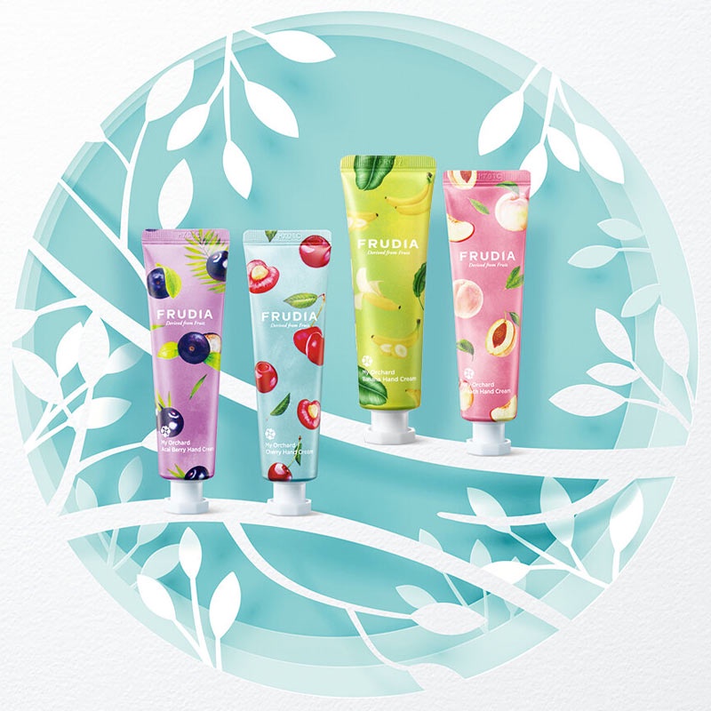 Kem Dưỡng Da Tay &amp; Móng Tay Tinh Chất Từ Trái Cây Frudia Orchard Fruit Hand Cream 30ml Hàn Quốc
