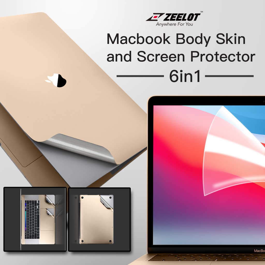 Bộ Dán Zeelot Body Skin và Dán Màn Hình 6 in 1 cho Macbook Pro 16&quot;/ Pro 13&quot; 2020/ Pro M1/ Air 13&quot; 2018- 2020