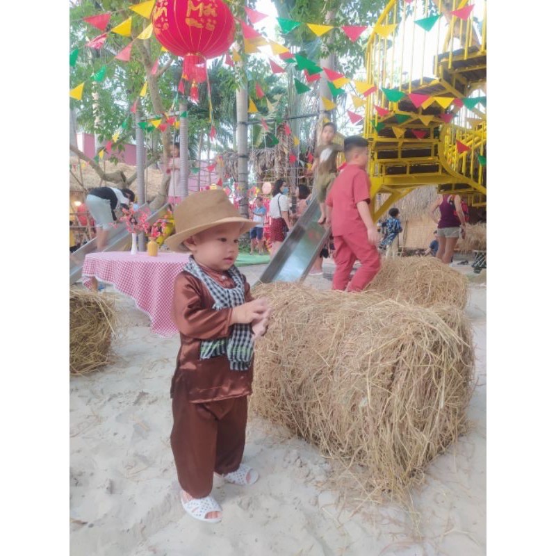 Bộ bà ba nâu cho bé Trai và bé gái  chất lụa