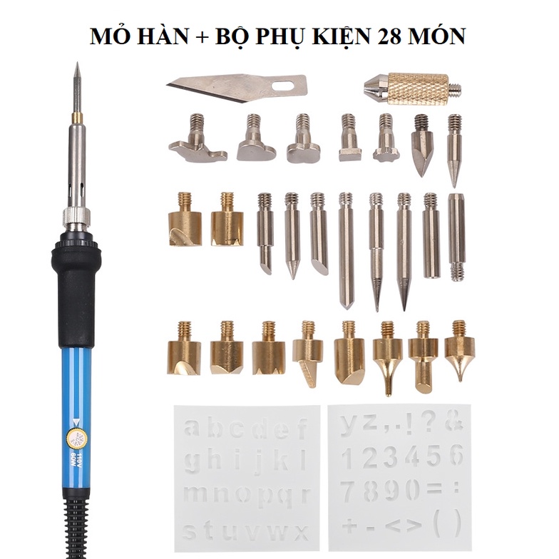 Bộ Mũi Khắc Gỗ 28 Đầu Đa Năng Cho Mỏ Hàn 936