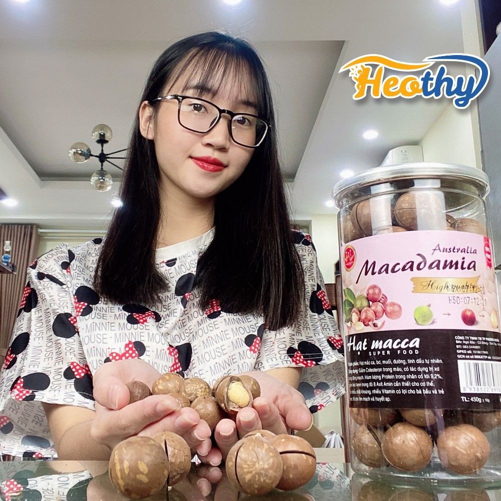 Hạt macca nứt vỏ 450g bao ngon HeothyFood, hạt dinh dưỡng Việt Nam chất lượng cao