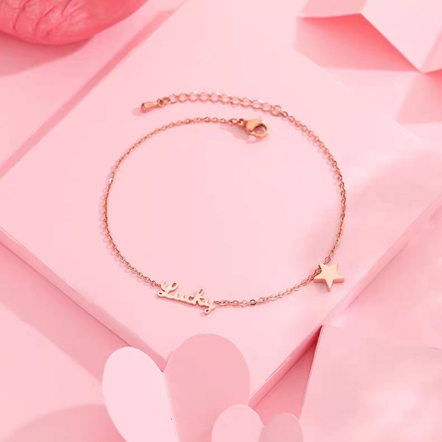Lắc chân, Vòng chân titan nữ Hình Ngôi Sao Lucky Trang sức titan cao cấp siêu bền màu, không han gỉ, không dị ứng
