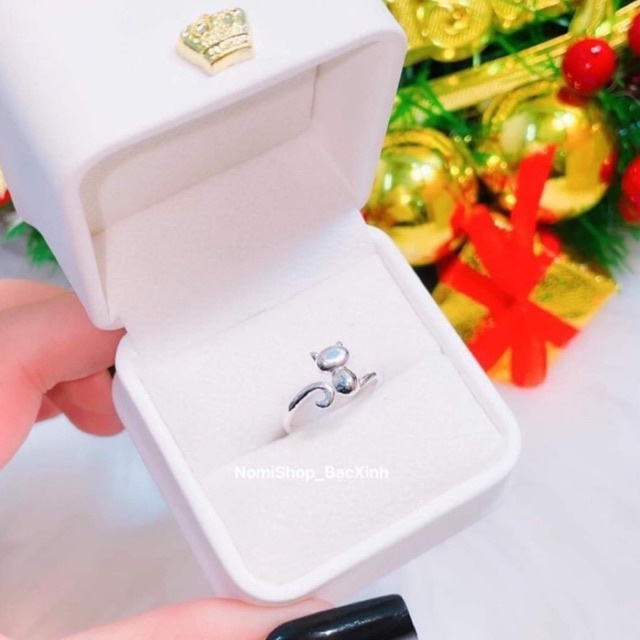 Nhẫn Nữ Bạc Mèo con siêu yêu, Freesize Cute lắm luôn ạ! Gia công tỉ mỉ sáng loáng  Mainomi Shop Bạc Xinh