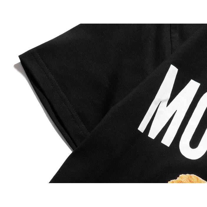 Áo thun tay ngắn chất liệu cotton in chữ Moschino phong cách thời trang cho nam nữ