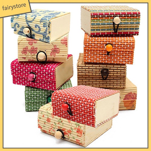 Hộp Đựng Trang Sức Bằng Gỗ Tre Kèm Giá Đỡ Nhẫn / Vòng cổ Tiện Dụng
