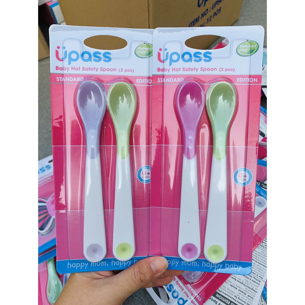 Bộ 2 Thìa an toàn nhiệt (Báo nóng) cho bé UPASS