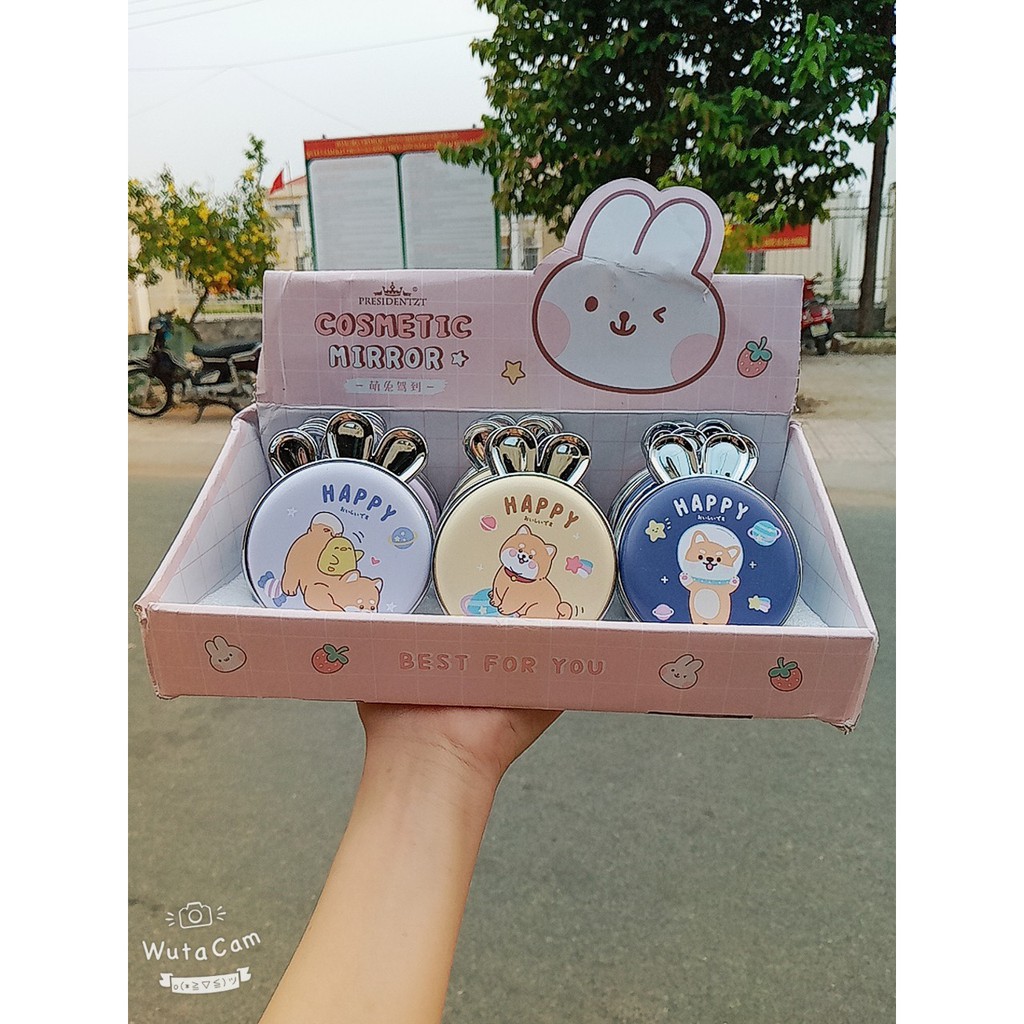 Gương trang điểm cầm tay 2 mặt có tai thỏ nhiều mẫu cute