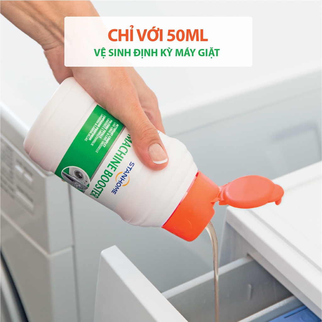 Dung dịch vệ sinh lồng giặt, máy rửa chén Stanhome Machine Booster 500ml