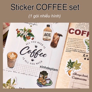 Sticker COFFEE drink set cho sổ planner