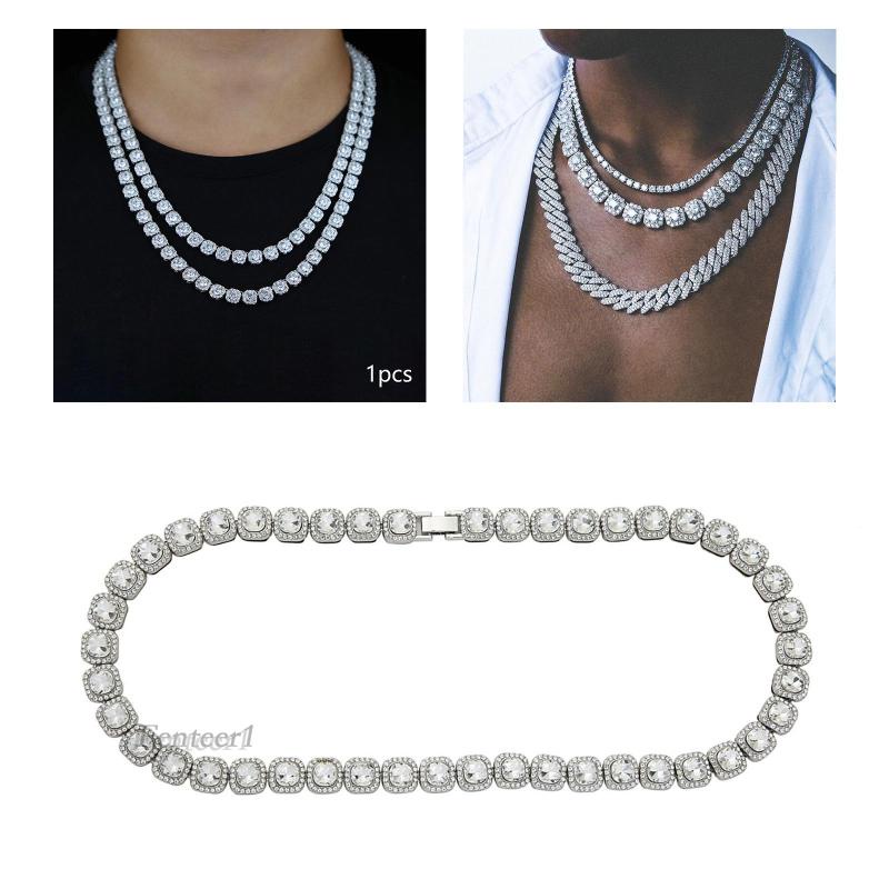 Vòng cổ Mặt Vuông Đính Đá Lấp Lánh Fenteer1