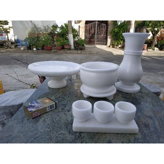 Lư hương đá, bát nhang đá trắng