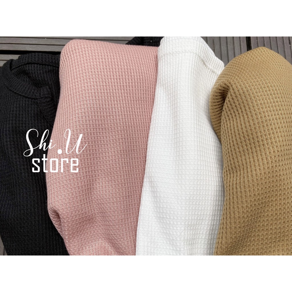 Áo Thun Gân Tay Dài Nữ Cổ U Chất Xốp Hàn Quốc Áo Dài Tay Vintage Dáng Rộng Ulzzang | BigBuy360 - bigbuy360.vn