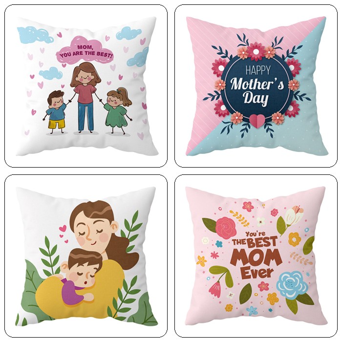 Gối vuông tựa lưng sofa, đầu giường họa tiết cute LOVE MUM ý nghĩa