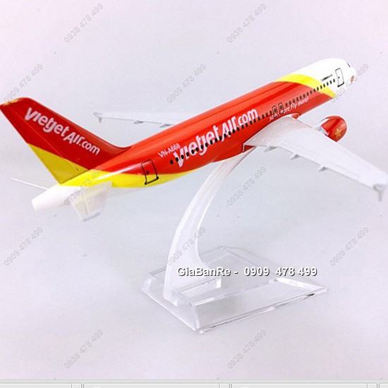 Mô Hình Kim Loại Máy Bay 16cm Kèm Đế Mica - Vietjet - 8903