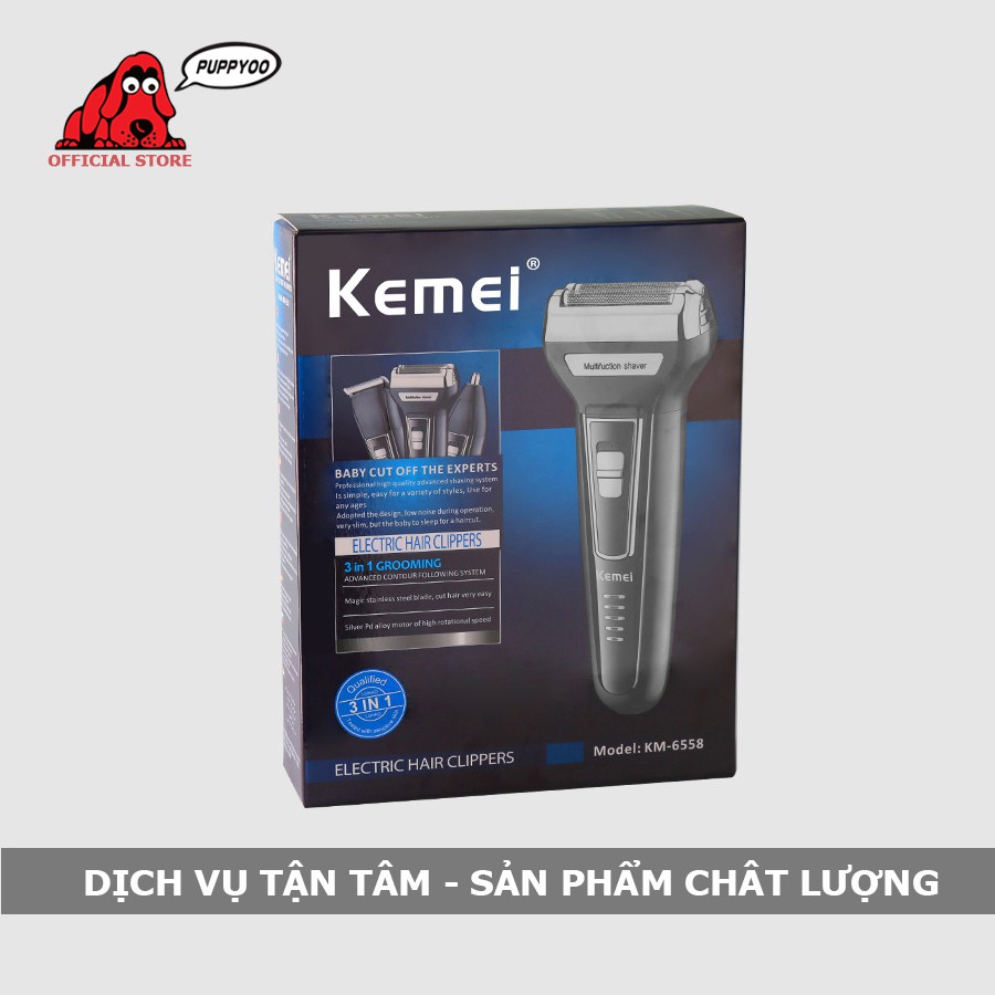 Máy cạo râu tông đơ cắt tóc máy tỉa lông mũi 3 trong 1 Keimei KM - 6558