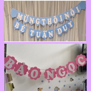 Dây tên bé trang trí thôi nôi sinh nhật