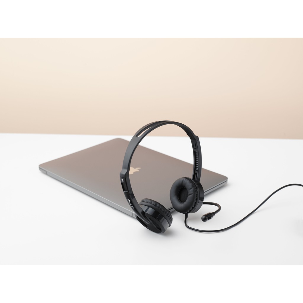 Tai nghe chụp tai có dây RAPOO H100, jack cắm 3.5mm có mic BH 12 Tháng