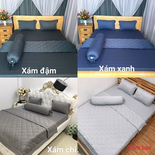 Bộ drap thun lạnh màu trơn cao cấp combo 4 món