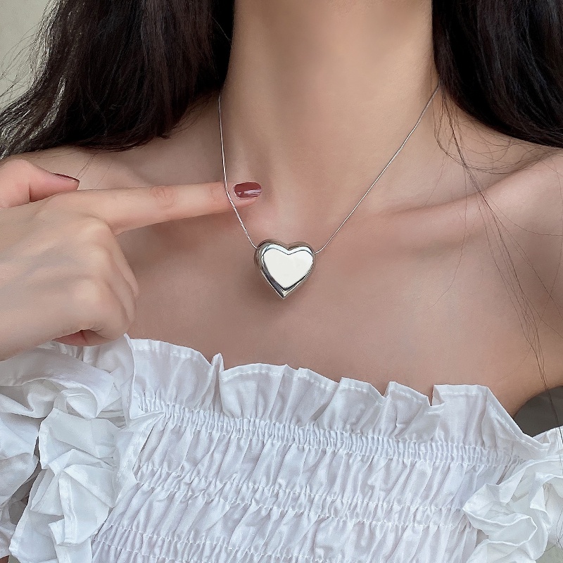 Vòng cổ Thép Titan Mặt Hình Trái Tim Phong Cách Mới Thời Trang
